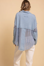 Washed Lace Mix Button Up Shacket - Denim or Black