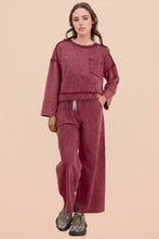 Mineral Washed Casual Knit Top & Pants Set - Black, Mocha or Wine