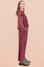 Mineral Washed Casual Knit Top & Pants Set - Black, Mocha or Wine