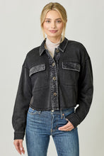 Mystree Washed Terry Cropped Jacket - Washed Black