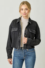 Mystree Washed Terry Cropped Jacket - Washed Black