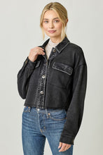 Mystree Washed Terry Cropped Jacket - Washed Black