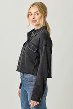 Mystree Washed Terry Cropped Jacket - Washed Black