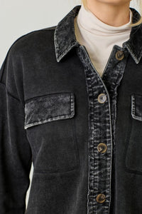 Mystree Washed Terry Cropped Jacket - Washed Black