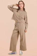 Mineral Washed Casual Knit Top & Pants Set - Black, Mocha or Wine