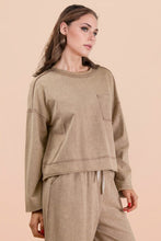 Mineral Washed Casual Knit Top & Pants Set - Black, Mocha or Wine