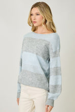 Mystree Color Blocked Sequins Sweater - Soft Blue/Grey