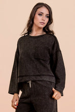 Mineral Washed Casual Knit Top & Pants Set - Black, Mocha or Wine