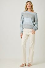 Mystree Color Blocked Sequins Sweater - Soft Blue/Grey