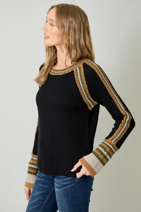 Mystree Raglan Sleeve Sweater Top - Sea foam, Stone Or Black