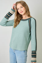 Mystree Raglan Sleeve Sweater Top - Sea foam, Stone Or Black