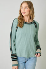 Mystree Raglan Sleeve Sweater Top - Sea foam, Stone Or Black