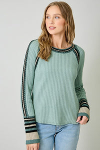 Mystree Raglan Sleeve Sweater Top - Sea foam, Stone Or Black