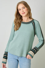 Mystree Raglan Sleeve Sweater Top - Sea foam, Stone Or Black