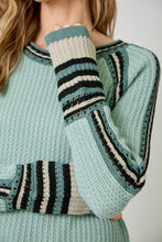 Mystree Raglan Sleeve Sweater Top - Sea foam, Stone Or Black