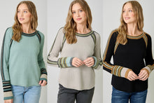 Mystree Raglan Sleeve Sweater Top - Sea foam, Stone Or Black