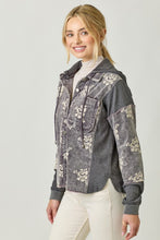 Mystree Flower Embroidery Hoodie Jacket- Washed Black, Washed Rose Or Washed Seafoam