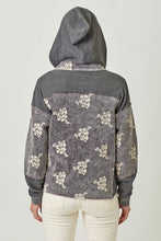 Mystree Flower Embroidery Hoodie Jacket- Washed Black, Washed Rose Or Washed Seafoam