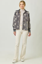 Mystree Flower Embroidery Hoodie Jacket- Washed Black, Washed Rose Or Washed Seafoam