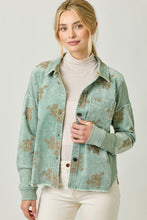 Mystree Flower Embroidery Hoodie Jacket- Washed Black, Washed Rose Or Washed Seafoam