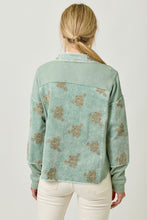 Mystree Flower Embroidery Hoodie Jacket- Washed Black, Washed Rose Or Washed Seafoam
