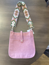 Light Pink Vintage Vegan Leather Messenger Bag with Choice of 2 Straps