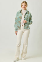 Mystree Flower Embroidery Hoodie Jacket- Washed Black, Washed Rose Or Washed Seafoam