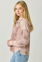 Mystree Flower Embroidery Hoodie Jacket- Washed Black, Washed Rose Or Washed Seafoam