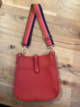 Red Vegan Leather Messenger Bag with Multi Stripe Strap ❤️