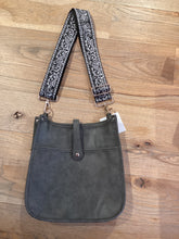Grey Vintage Vegan Leather Messenger Bag with Choice of 2 Straps