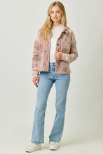 Mystree Flower Embroidery Hoodie Jacket- Washed Black, Washed Rose Or Washed Seafoam