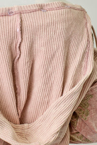 Mystree Flower Embroidery Hoodie Jacket- Washed Black, Washed Rose Or Washed Seafoam