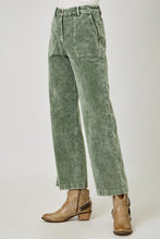 Mystree Washed Corduroy Trousers - Washed Green or Washed Black