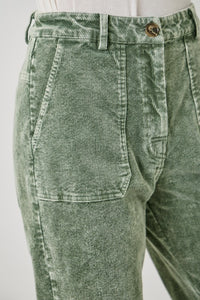Mystree Washed Corduroy Trousers - Washed Green or Washed Black
