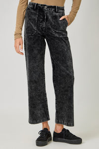 Mystree Washed Corduroy Trousers - Washed Green or Washed Black