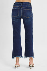 Risen High Rise Crop Straight Slim Jeans - Dark