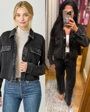 Mystree Washed Terry Cropped Jacket - Washed Black