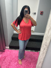 POL V-neck short sleeve chest pocket slub knit tee - Assorted Colors