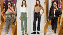 Mystree Washed Corduroy Trousers - Washed Green or Washed Black