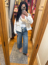 VERVET by Flying Monkey High Rise Drawstring Waistband Wide Leg Jeans - Reassure