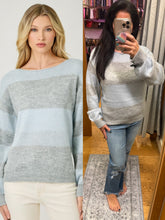 Mystree Color Blocked Sequins Sweater - Soft Blue/Grey