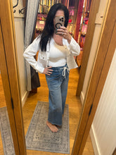 VERVET by Flying Monkey High Rise Drawstring Waistband Wide Leg Jeans - Reassure