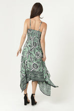 V Neck Twist Front Hanky Hem Maxi Dress - Green