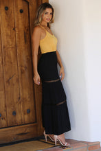 Wide Leg Pants With Lace Inserts - Black