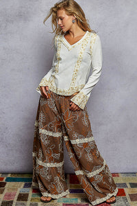 POL V-neck long sleeve regular fit top in rib - Assorted Colors