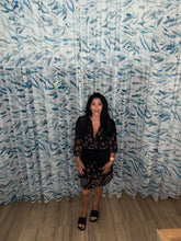 Button Front Drawstring Waist Mini Dress - Black/Dusty Rose