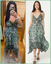 V Neck Twist Front Hanky Hem Maxi Dress - Green