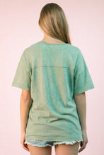 Mineral Washed V-neck Knit Top- Sage