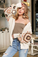 Multi Color Sleeve Crochet Cardigan - Black or Off White