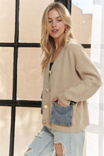 Denim Pockets Cardigan - Charcoal, Beige or Light Grey